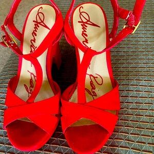 Women’s red platform shoes